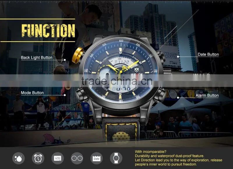 WEIDE WH3401 hot sell men watches alibaba china genuine leather watch