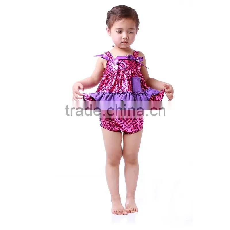 Girl's Fashion Swimming Wear green The little mermaid clothes baby swing top set