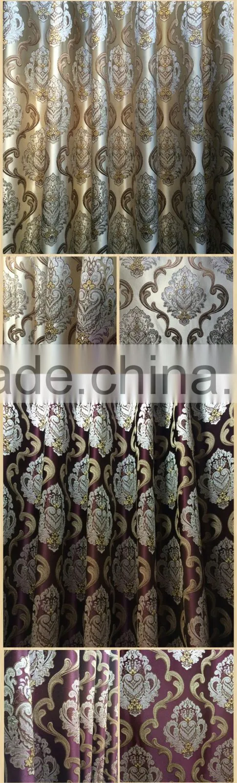 100% polyester blue jacquard high class curtain fabric, classic european blackout