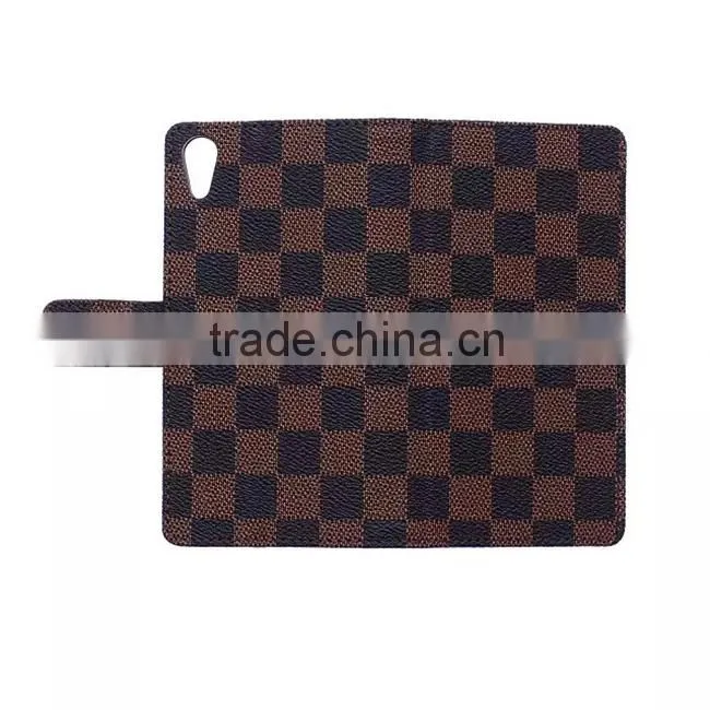Grid Wallet PU Leather For Sony Xperia Z4 Case Cover