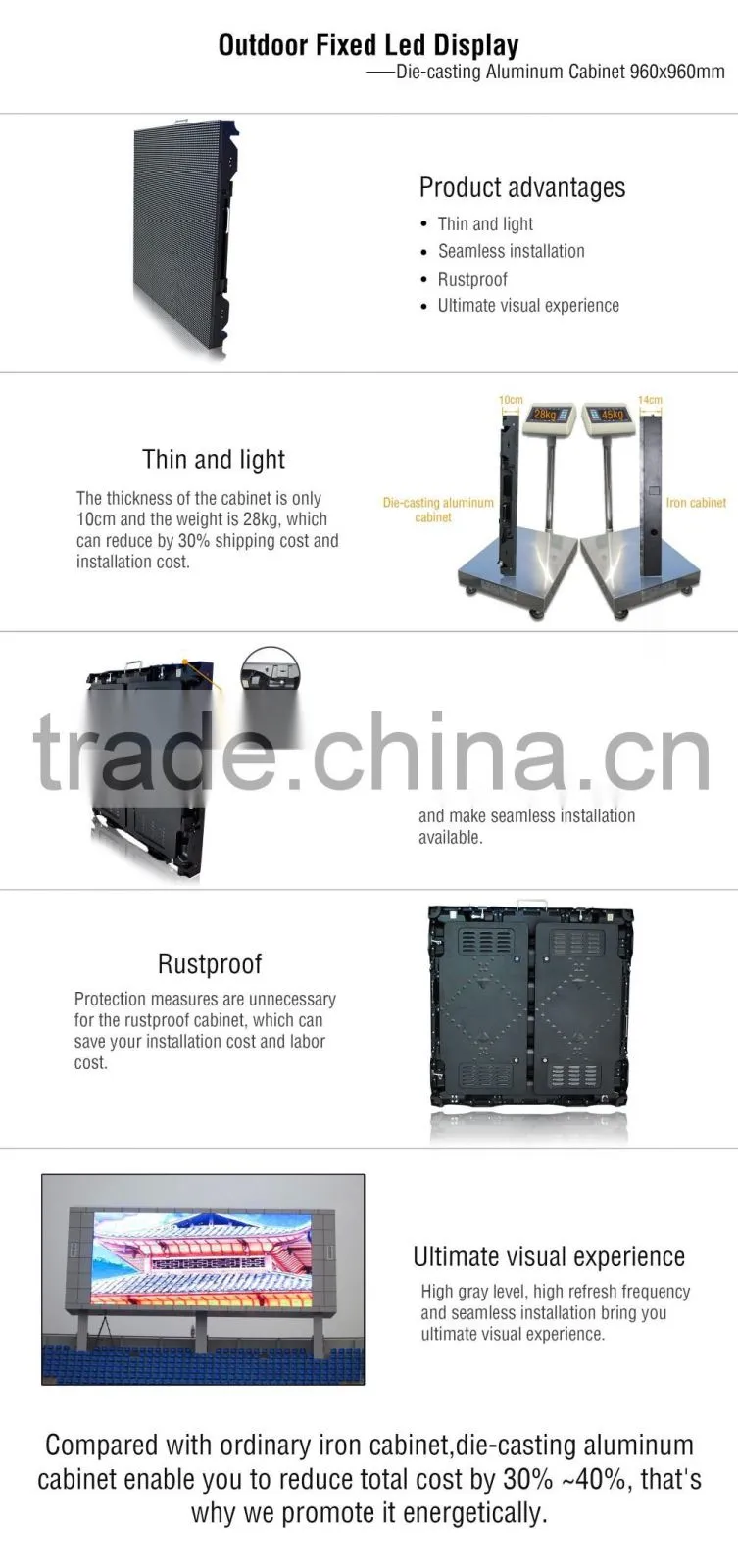 Outdoor P6.67 SMD LED Advertising Display for Fixed Installation