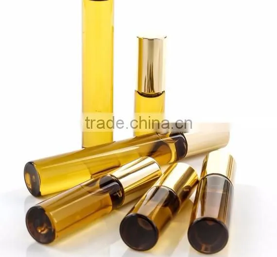 10ml Cobalt amber roll on glass bottle walk bead glass bottle with metal bead