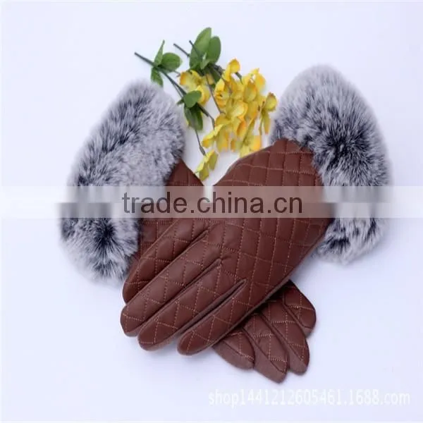 Sexy Lady Black/Red color Smartphone PU leather Material Handmade Touch Screeen Gloves