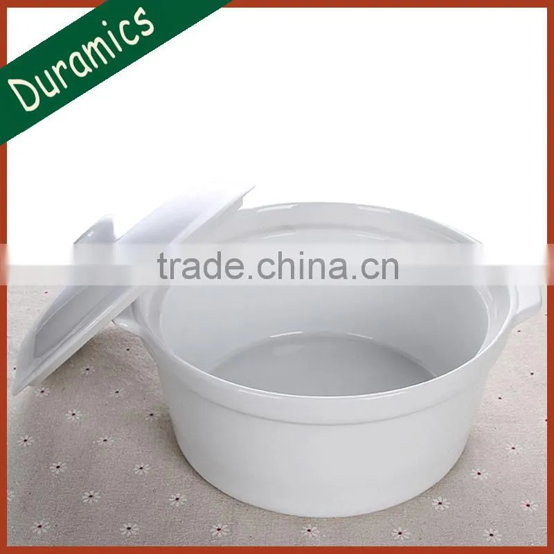 White color round pot with lid