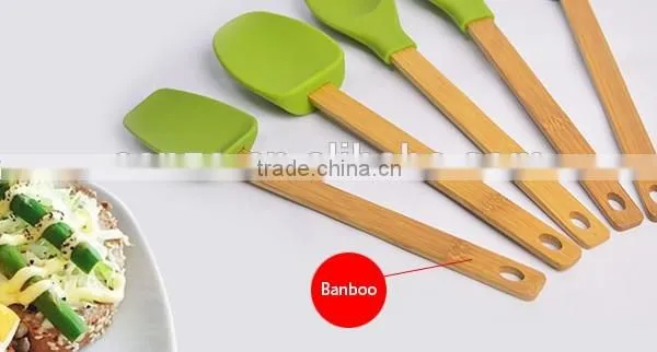 Eco-friendly Silicone Kitchen Utensils With Bamboo Handle Of Cooking utensils