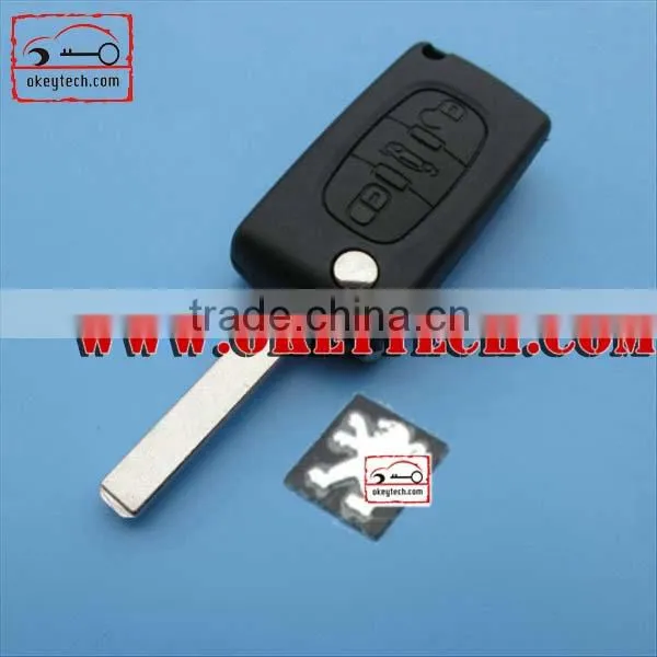 OkeyTech Peugeot 307 3 buttons remote key shell trunk button with battery clamp without groove blade for key cover peugeot 307