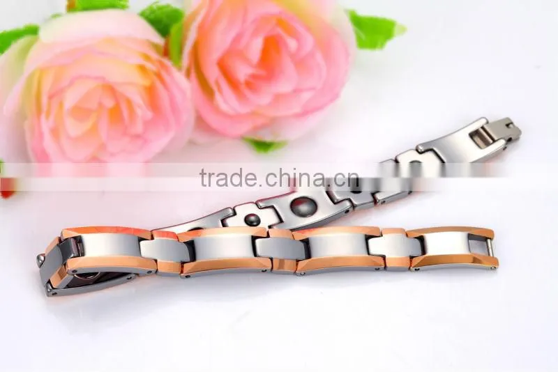 New high quality mens bracelets gold link style with magnet