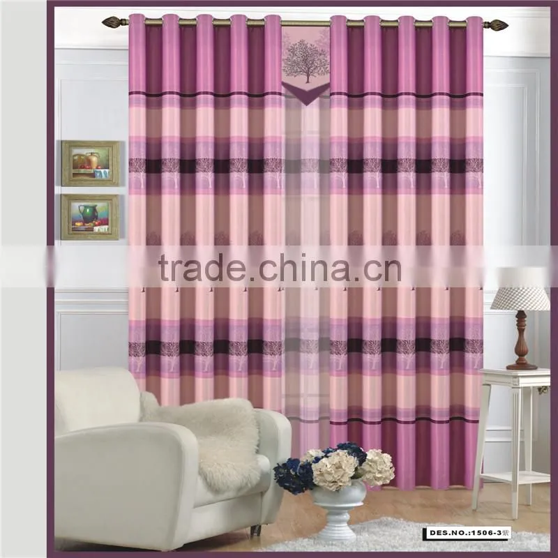 Polyester blackout printed curtain fabric with printed curtain net