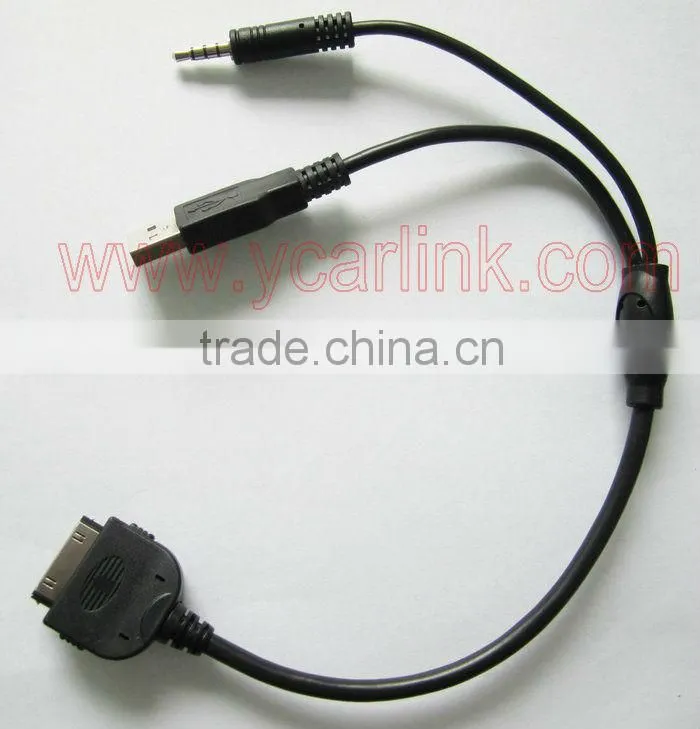 Mini cooper Video iPhone/iPod Y cable interface adapter In-Car USB AUX 61122179623