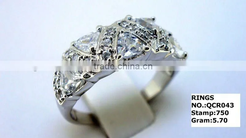 QCR043 sterling silver ring manufacturer,silver 925 ring in rhodium plating with CZ