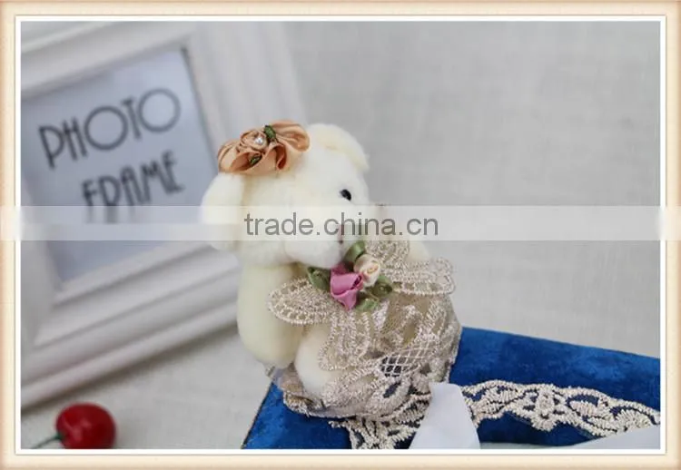 Blue fabric tissue box cover