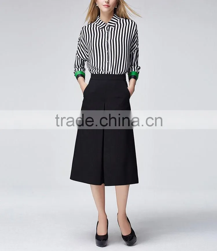 China supplier online shopping new arrival fashion black high waisted women wide leg pants