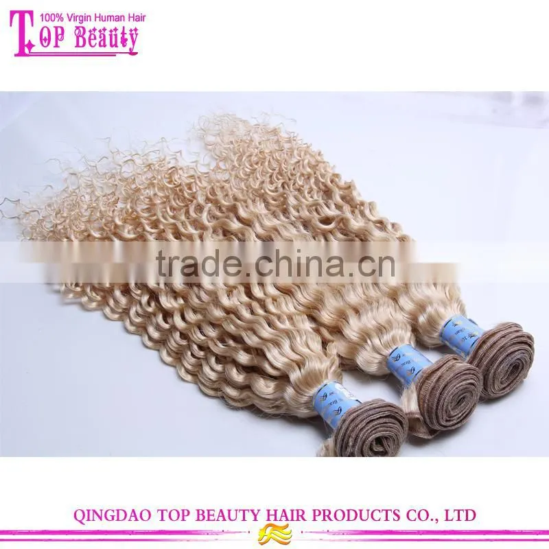 Wholesale cheap high quality long curly hair weave 100% virgin indian human hair 613 blonde hair weave
