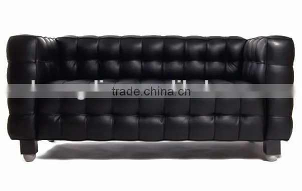 American style black leather sofa 3 seater modern lobby sofa design