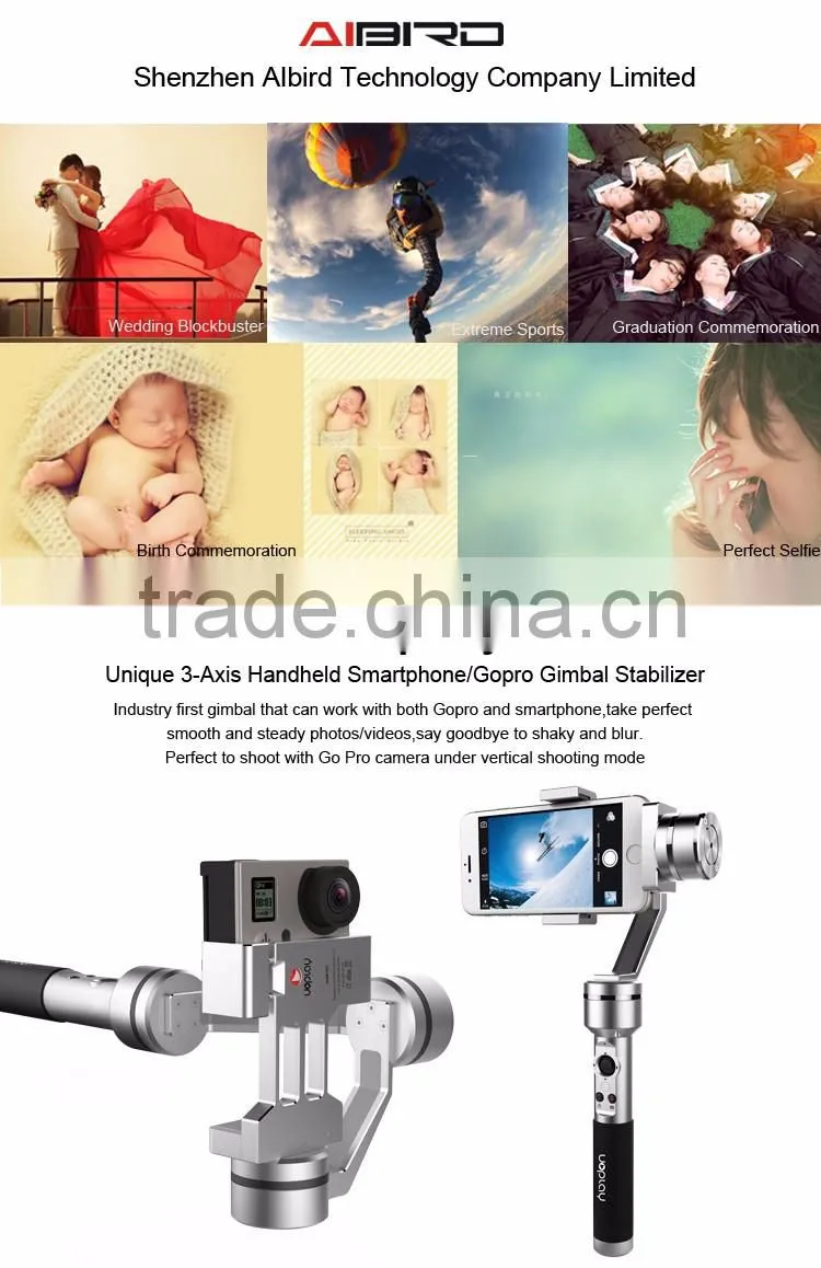 Aibird Uoplay 3 axis Handheld Steady Action Camera Gimbal for Action Camera and smartphones