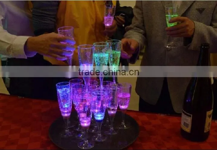 fancy Liquid active led champagne glass colorful Light Up Champagne glass