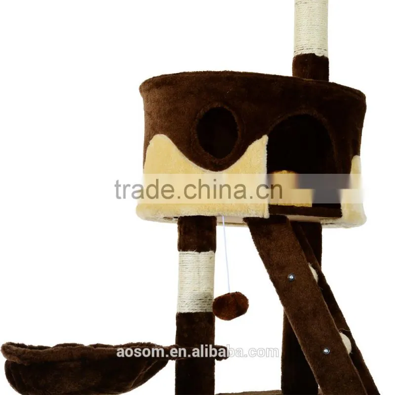 Pawhut Coffee Cream 260cm Cat Tree Kitten Activity Center