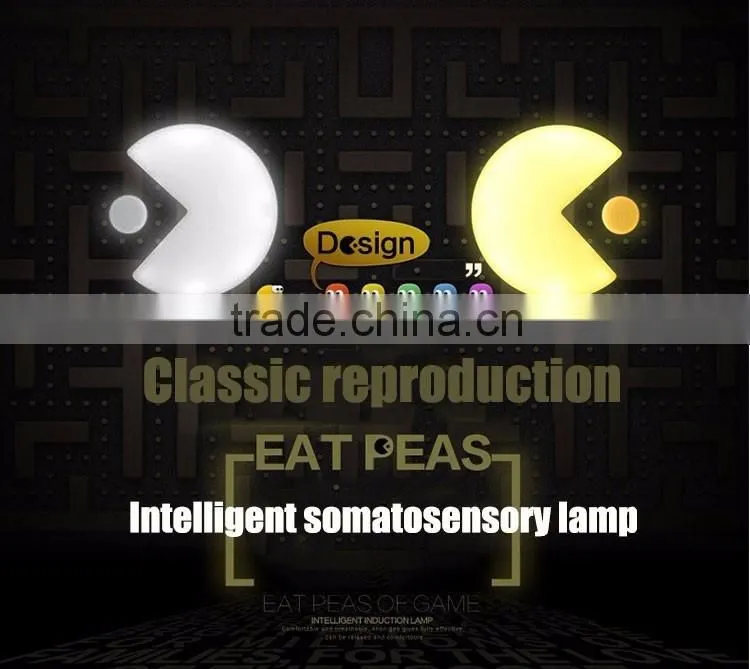 LED Wall lamp Creative Eat Peas Body Sensor USB Night Light Charging Bedroom Corridor LED Optically Controlled Wall Lamp
