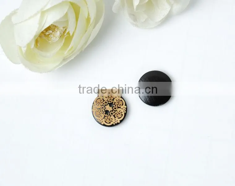 32L 2-hole black laser wood button for woman's clothing