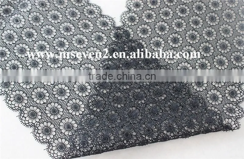 new black color lace design 2016 embroidery scallop shape lace trim austrian embroidery designs flower lace in 17cm