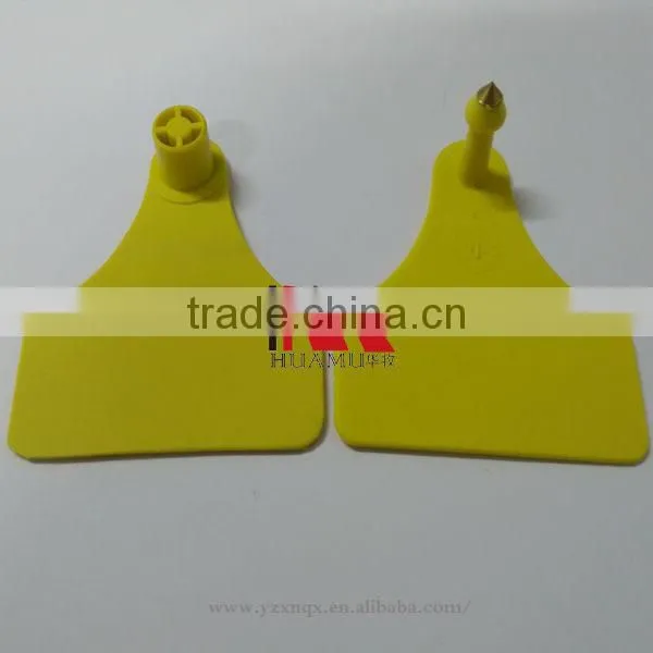 animal ear tag for yellow female tag and male tag in same size 60*56 mm