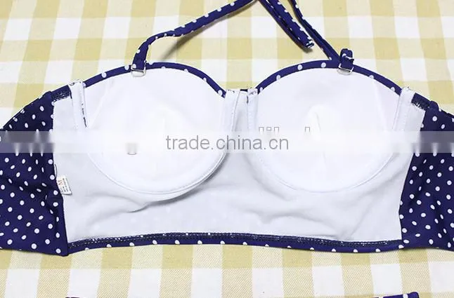 2016 new arrival wave retro high waist bikini