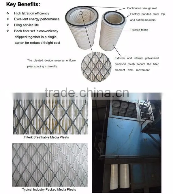 China Hot Air Filter P191280 P191281 Industrial Cartridge Filter
