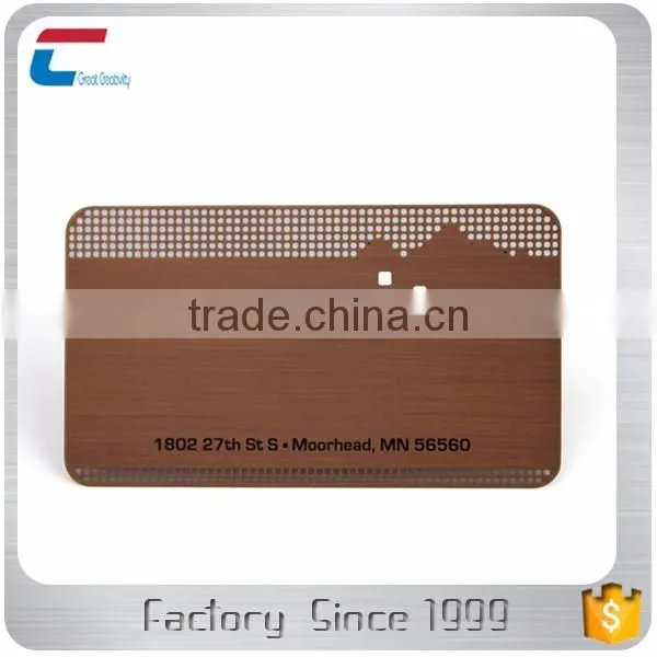 Custom bronze brushed metal cards/gold (silver) brushed stainless steel metal cards