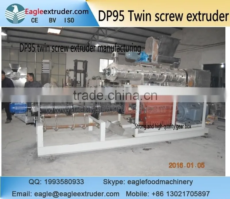 1.5tons per hour animal feed dog food and floating fish feed pellet twin screw extruder machine