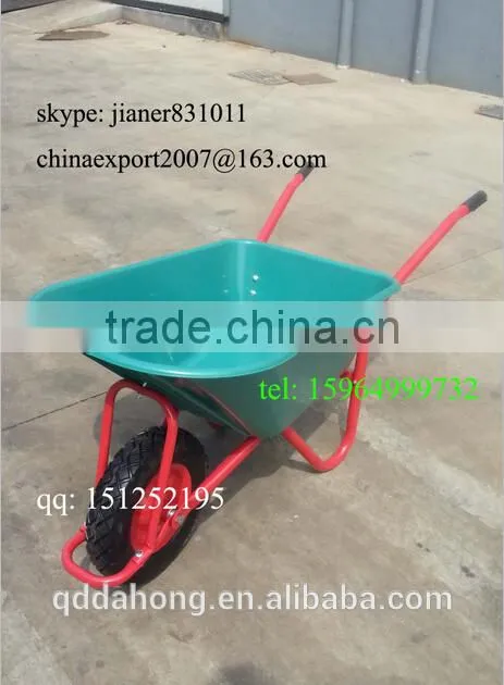 85L Wheelbarrow with Green Plastic Tray for Garden Use