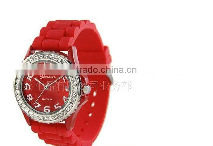 fashion geneva ladies silicone rubber band watch