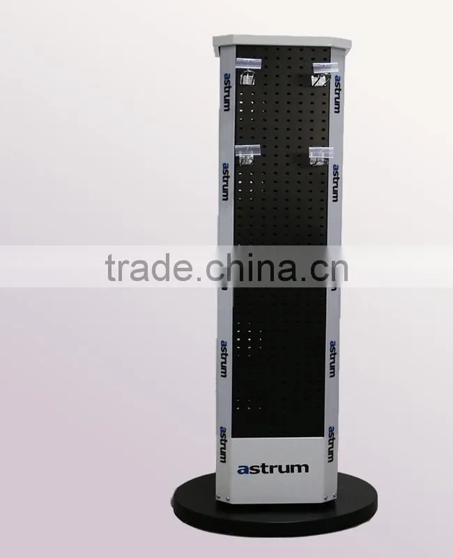 Floor Standing Removable 4 Sides Metal Rotating Peg Display Stand