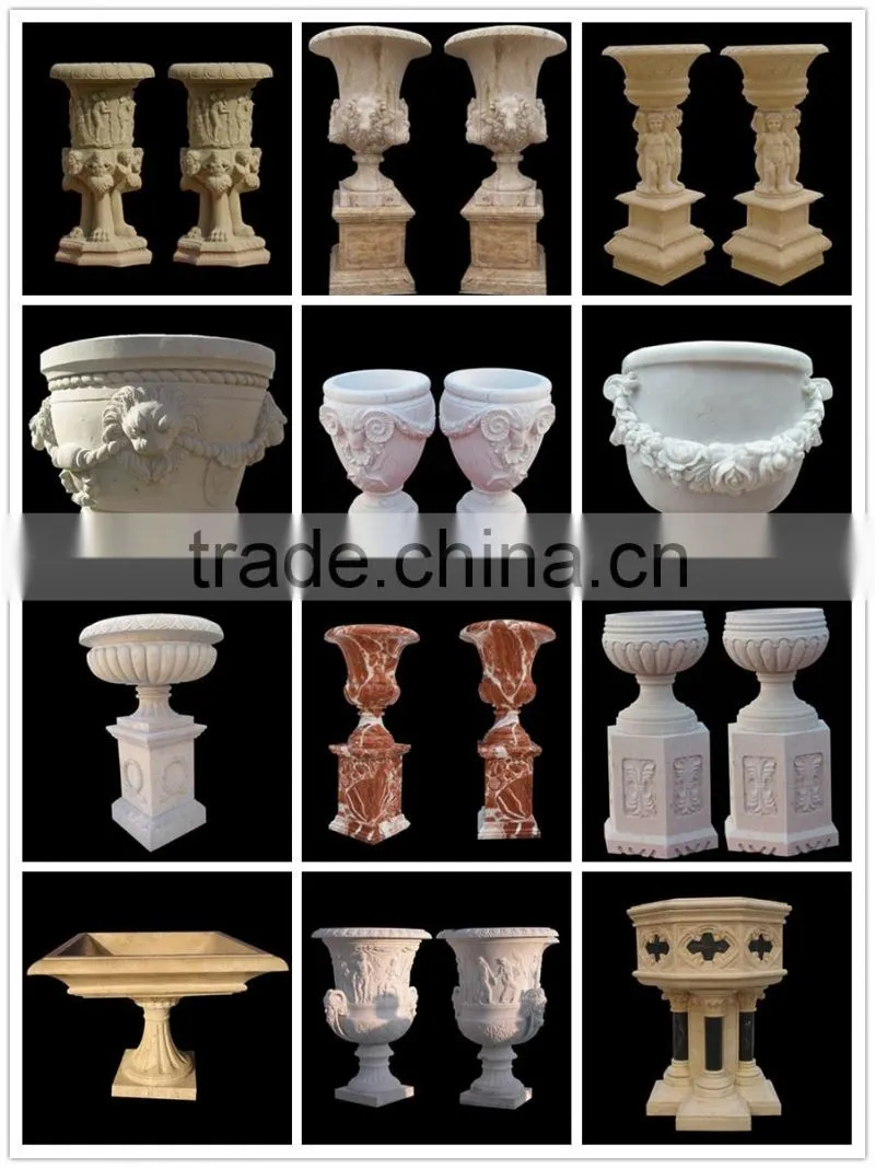 Handmade Marble Stone Ornamental Flower Pot