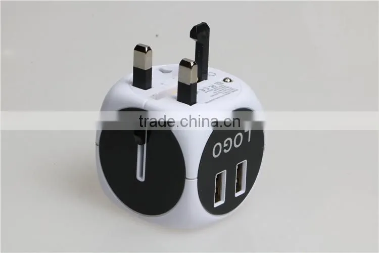 World Travel Adapter with Dual USB Fuse Safety Shutter Four International Plug(UK/US/AU/EU)