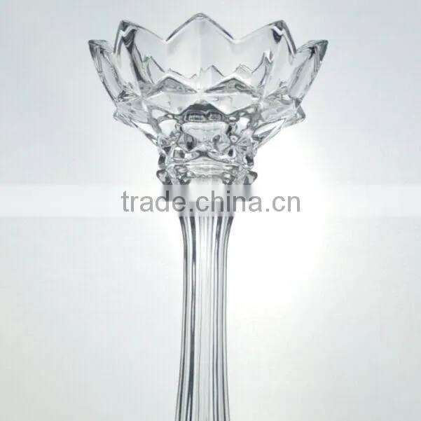 Factory supply high quality glassware lotus candle holder