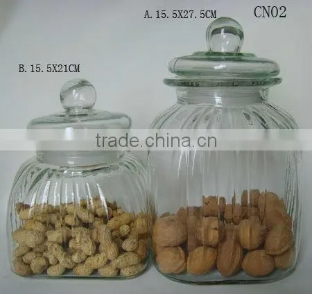 colorful square pasta glass conserve jar with design