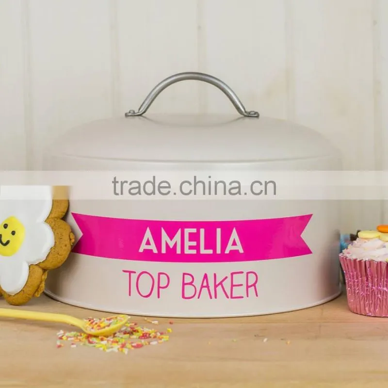New Kitchen Attractive Printing Airtight Metal Cake Tin Jar Storage Bin