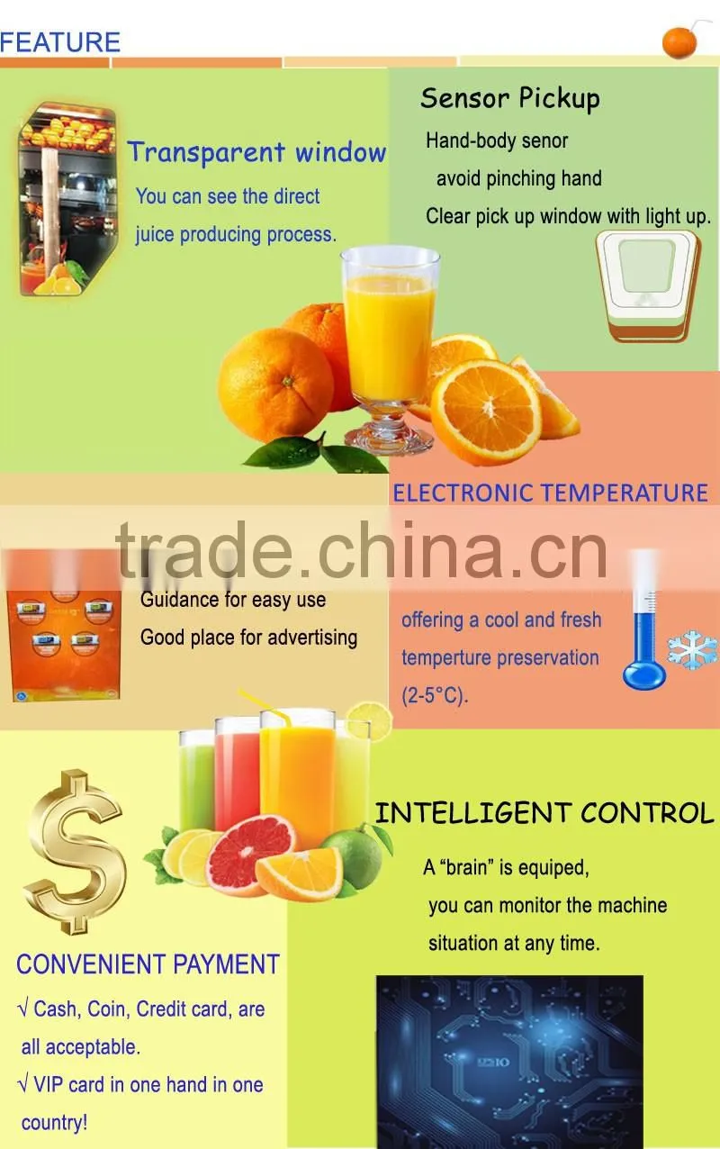 2016 Eco-juizer automatic orange juicer vending machine