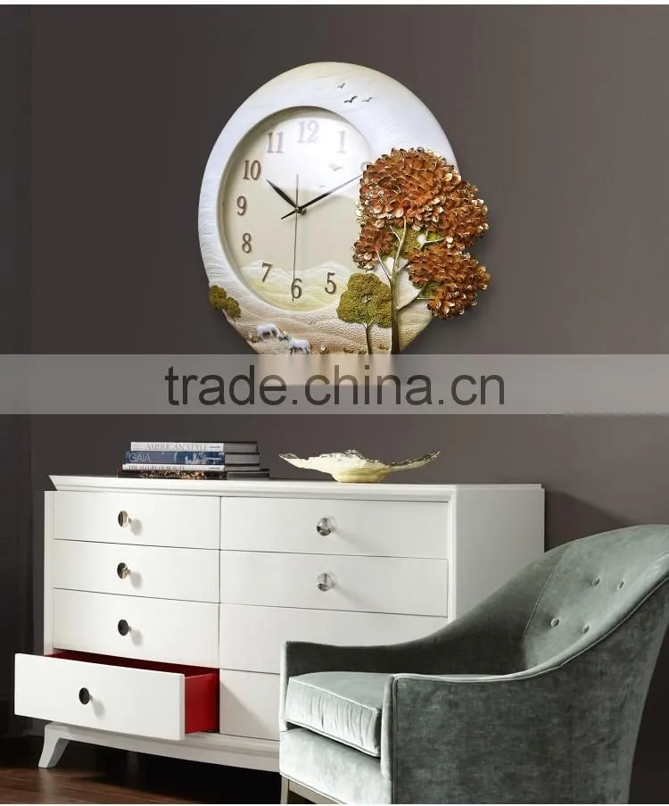 M20A Momoda Living room dining room Creative fancy elegant 3D tree wall clock quartz home decoration gold silver art wall clock