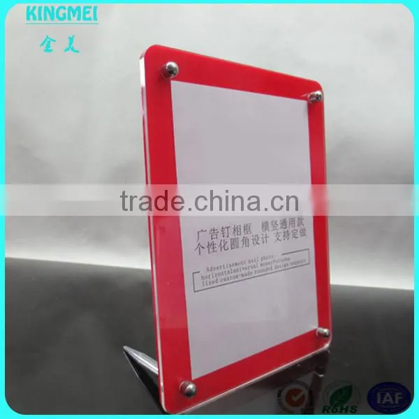 KM-CP38 Custom 7x5,10x8 Table Long Screws Clear Acrylic Plastic Paper Photo Frame