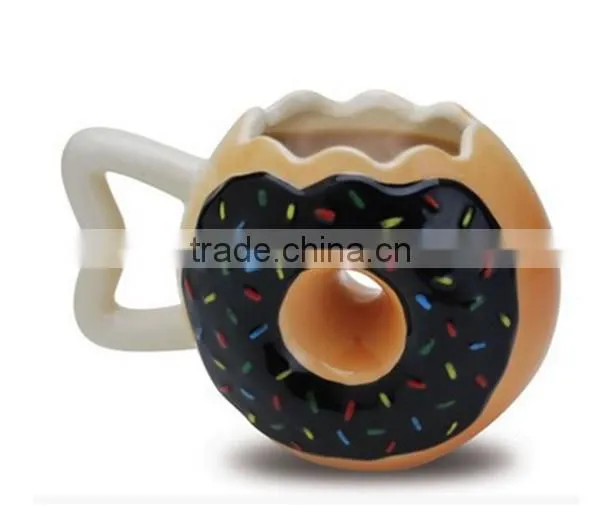 Lovely Ceramic Donuts Mug Chocolate Glaze doughnut coffeeMug with Sprinkles