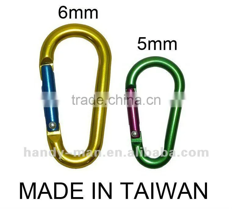 D Shaped Aluminum Carabiner Mini Keychain