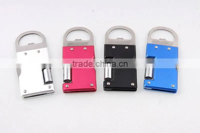 2014 new Mini aluminium oxide keychain Knife with mini light/pocket keychain/keychain knife