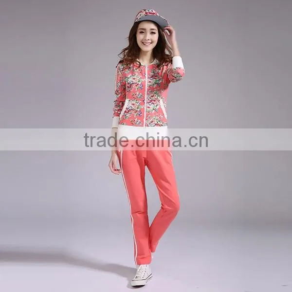 2016New wholesale printed women sports hoodies suit