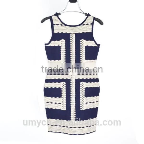 2014 Spring summer jacquard sleeveless knitted dress
