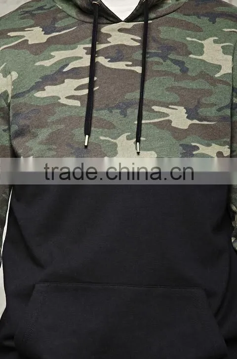 Slim fit hoodie man quality tracksuit top with camo splice