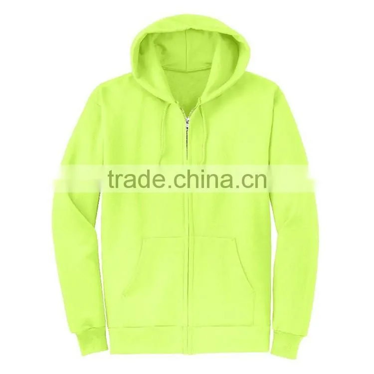 Wholesale Zip Up 65% Polyester 35% Cotton Plain Fleece Men's Hoodie Manufacturers