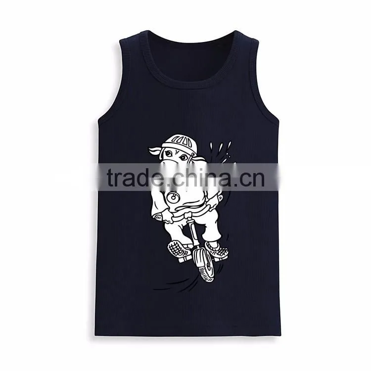 Wholesale sleeveless t shirt fashion kids custom print tank top manufacturer