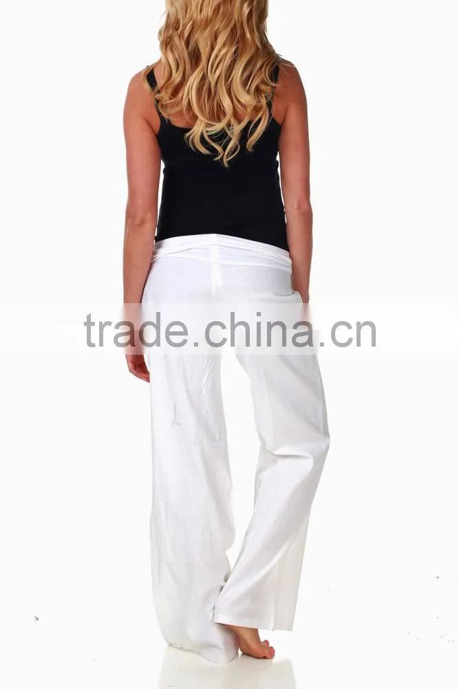 MATERNITY WEAR WHITE LINEN MATERNITY PANTS