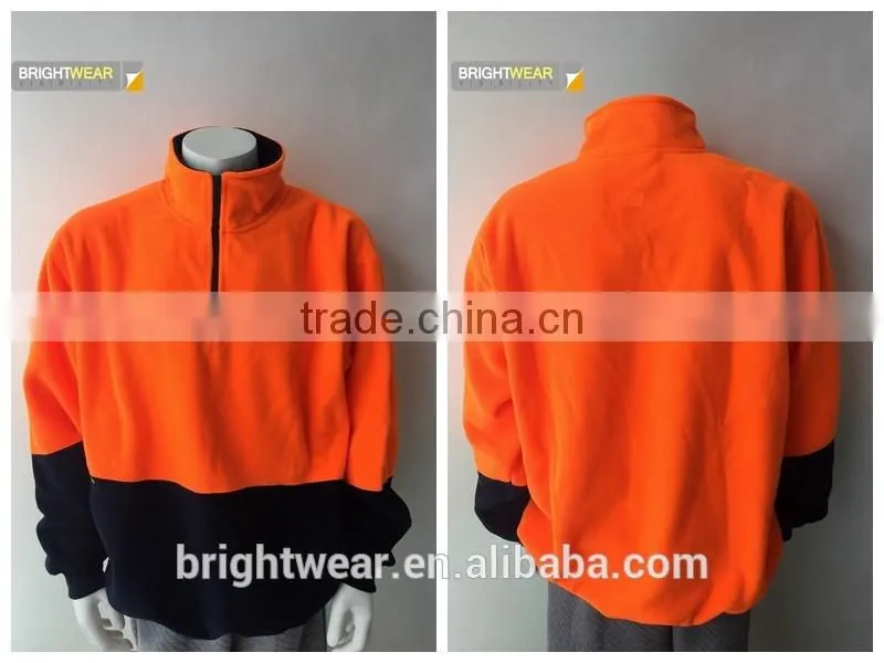 Two-color fleece high visibility polar jacket with reflective tapes